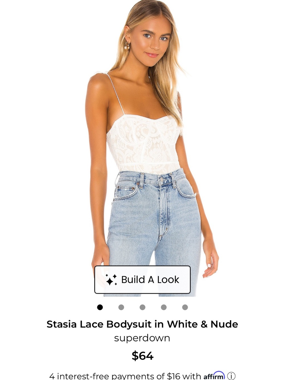 superdown Lace Bandeau Bodysuit in Ivory & Nude